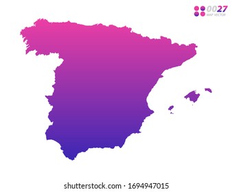 Vector bright colorful purple gradient of Spain map on white background. Organized in layers for easy editing.