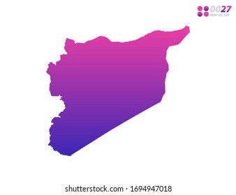 Gradiente violeta de colores vivos en el mapa de Siria sobre fondo blanco. Organizado en capas para una edición sencilla.