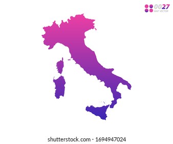 Vector bright colorful purple gradient of Italy map on white background. Organized in layers for easy editing.