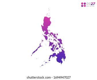 Vector bright colorful purple gradient of Philippines map on white background. Organized in layers for easy editing.
