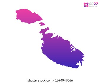 Gradiente violeta de color vectorial de Malta mapa sobre fondo blanco. Organizado en capas para una edición sencilla.