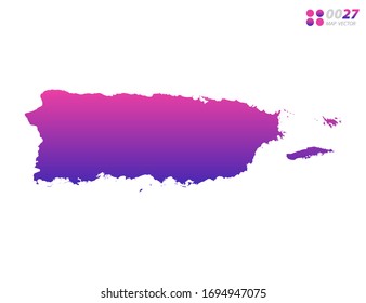 Gradiente violeta de color vectorial de Puerto Rico mapa de fondo blanco. Organizado en capas para una edición sencilla.