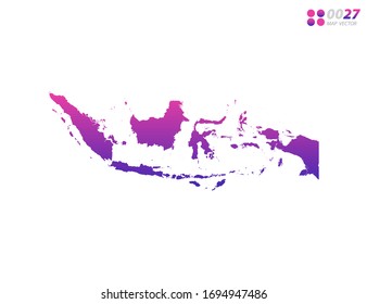 Gradiente violeta de colores vivos en Indonesia mapa de fondo blanco. Organizado en capas para una edición sencilla.