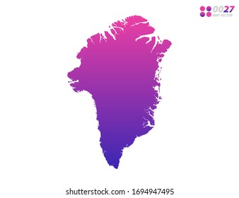 Vektorillustration hellbunter violetter Farbverlauf von Grönland Karte auf weißem Hintergrund. Organisiert in Schichten für einfache Bearbeitung.