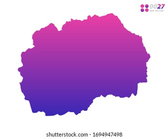 Vector bright colorful purple gradient of Macedonia map on white background. Organized in layers for easy editing.