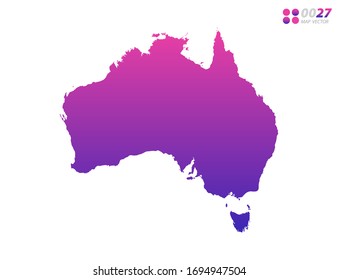 Vektorillustration hellbunter violetter Farbverlauf von Australien Karte auf weißem Hintergrund. Organisiert in Schichten für einfache Bearbeitung.
