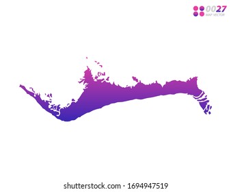 Gradiente violeta de colores vivos del mapa de Grand Bahama sobre fondo blanco. Organizado en capas para una edición sencilla.