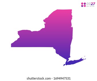 Gradiente violeta de colores vivos en el mapa de Nueva York sobre fondo blanco. Organizado en capas para una edición sencilla.