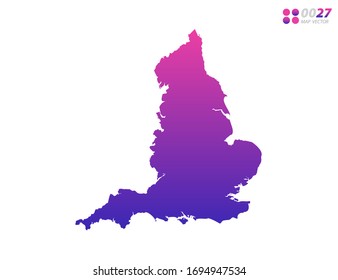 Vector bright colorful purple gradient of England map on white background. Organized in layers for easy editing.