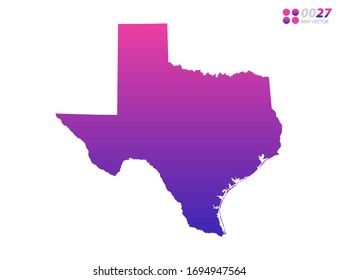 Vector bright colorful purple gradient of Texas map on white background. Organized in layers for easy editing.