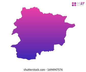 Vector bright colorful purple gradient of Andorra map on white background. Organized in layers for easy editing.