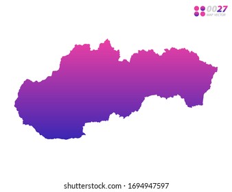 Gradiente violeta de colores vivos de Eslovaquia mapa sobre fondo blanco. Organizado en capas para una edición sencilla.