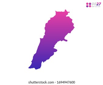 Vector bright colorful purple gradient of Lebanon map on white background. Organized in layers for easy editing.