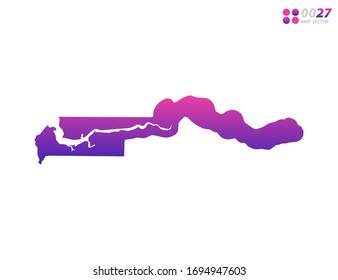 Gradiente violeta de color vectorial en el mapa de Gambia sobre fondo blanco. Organizado en capas para una edición sencilla.