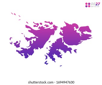 Vector bright colorful purple gradient of Falkland Islands map on white background. Organized in layers for easy editing.
