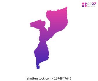 Vector bright colorful purple gradient of Mozambique map on white background. Organized in layers for easy editing.