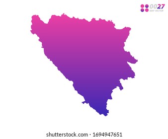 Vector bright colorful purple gradient of Bosnia and Herzegovina map on white background. Organized in layers for easy editing.