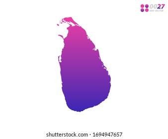 Vector bright colorful purple gradient of Sri Lanka map on white background. Organized in layers for easy editing.
