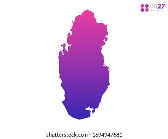 Gradiente violeta de color vectorial de Qatar mapa sobre fondo blanco. Organizado en capas para una edición sencilla.