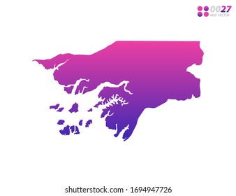 Gradiente violeta de colores vivos de Guinea Bissau mapa de fondo blanco. Organizado en capas para una edición sencilla.
