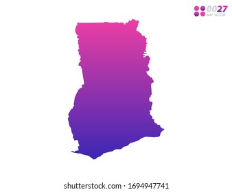 Vector bright colorful purple gradient of Ghana map on white background. Organized in layers for easy editing.