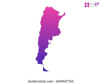 Gradiente violeta de color vectorial de Argentina mapa de fondo blanco. Organizado en capas para una edición sencilla.