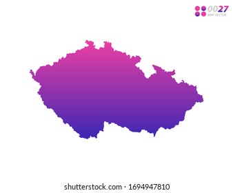 Vector bright colorful purple gradient of Czech Republic map on white background. Organized in layers for easy editing.
