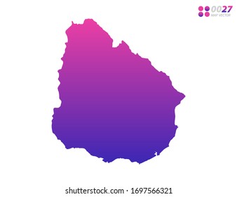 Vector bright colorful purple gradient of Uruguay map on white background. Organized in layers for easy editing.