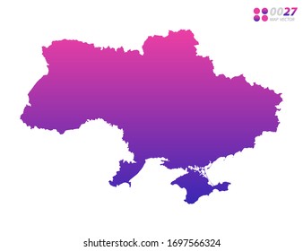 Vector bright colorful purple gradient of Ukraine map on white background. Organized in layers for easy editing.