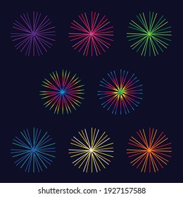 vector bright colorful starburst  fireworks 