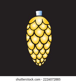 Vector bright colorful toy, decoration in form of spruce cone for xmas tree. Clip art for Merry Christmas and New Year