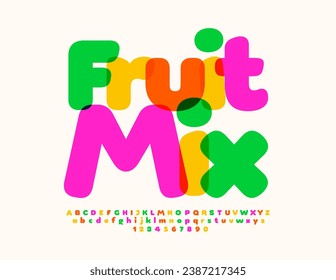 Vector bright concept Fruit Mix. Watercolor Creative Font. Modern Alphabet Letters, Numbers and Symbols set