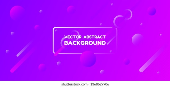 Vector bright cosmic abstract background with gradient from magenta to blue, in the foreground decorative elements. Circles, straight rounded ends, rings with a white gradient.