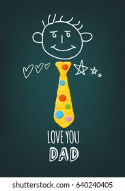 Vector Bright Cute Father's Day Greeting With Realistic Clay Tee Decoration