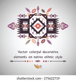 Vector bright decorative element on aztec style