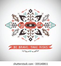 Vector bright decorative element on aztec style