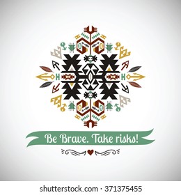 Vector bright decorative element on native ethnic style