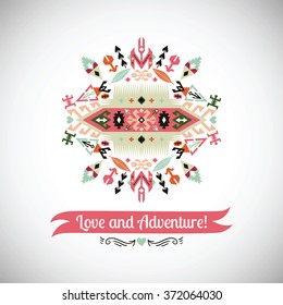 Vector bright decorative element on aztec style