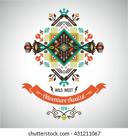 Vector bright decorative element on native ethnic style
