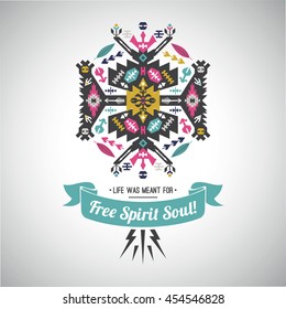 Vector bright decorative element on native ethnic style