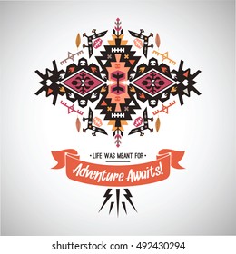 Vector bright decorative element on native ethnic style