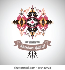 Vector bright decorative element on native ethnic style