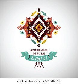 Vector bright decorative element on native ethnic style