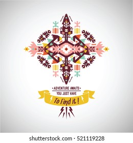 Vector bright decorative element on native ethnic style