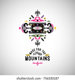 Vector bright decorative element on native ethnic style