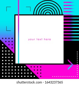 Vector bright design template for social media, banner, card, cover, poster. Graphic simple geometric elements on a color background. 