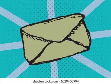 Vector bright dynamic cartoon illustration. Pop Art style. the envelope
