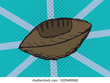 Vector bright dynamic cartoon illustration. Pop Art style. leather ball for american football