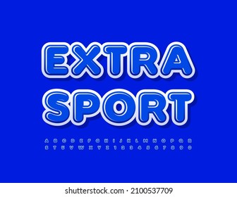 Vektor helles Emblem Extra Sport.  Moderne Glossy Font. Einzigartiges Set an Blauen Alphabeten-Buchstaben und -Zahlen