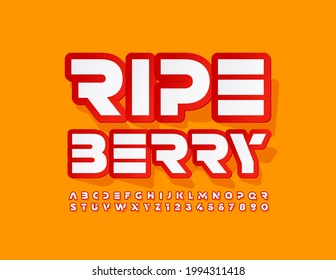 Emblema Vector Brillante Ripe Berry. Fuente creativa moderna. Conjunto de letras y números de alfabeto originales